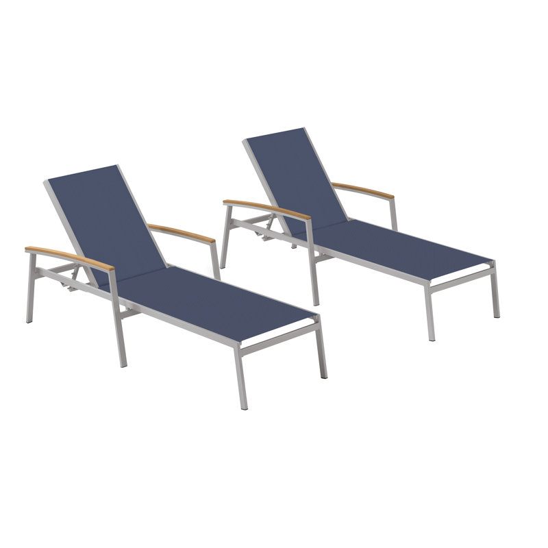 Travira Outdoor Chaise Lounge, Tekwood Natural, Ink Pen, Flint