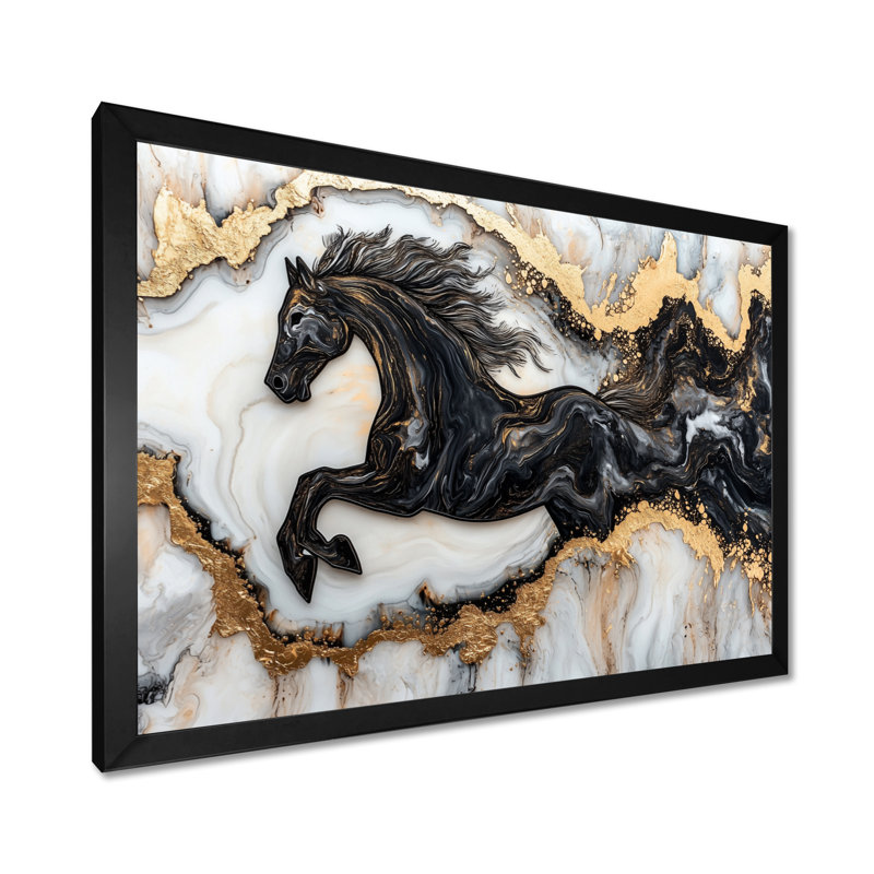 Martae «Dark Spirit Of The Stallion Horse I», art mural cheval, Impression d'un seul cadre photo, H 30 po x l 40 po