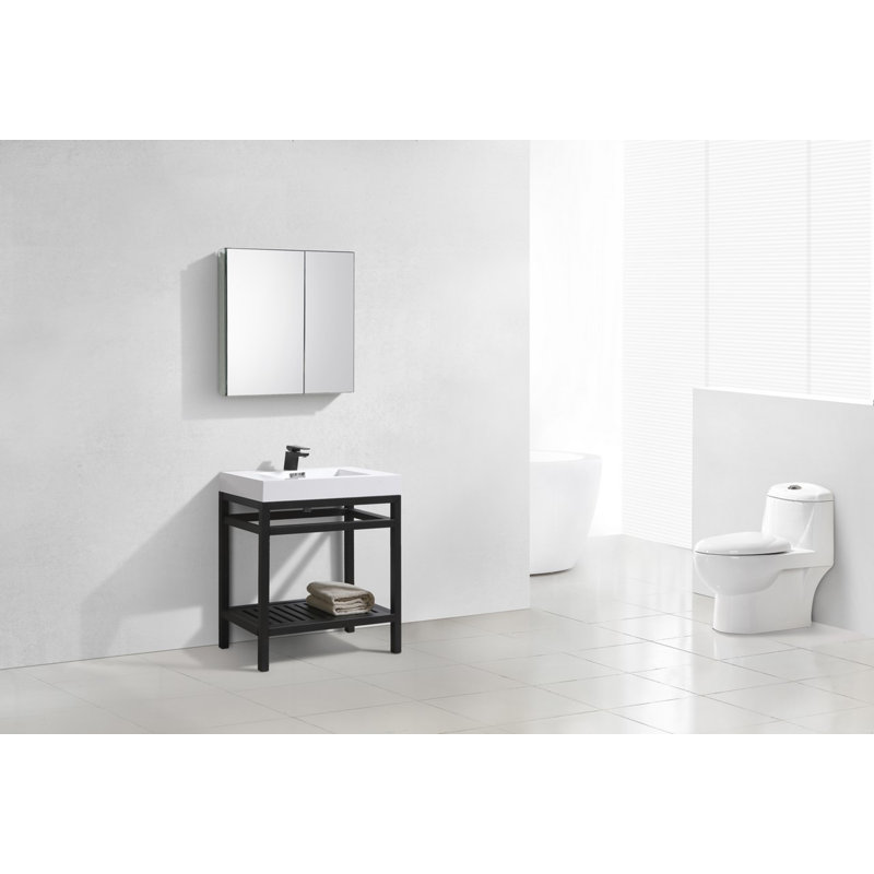 Halesowen 29.5'' Single Bathroom Vanity with Acrylic Top, Matte Black