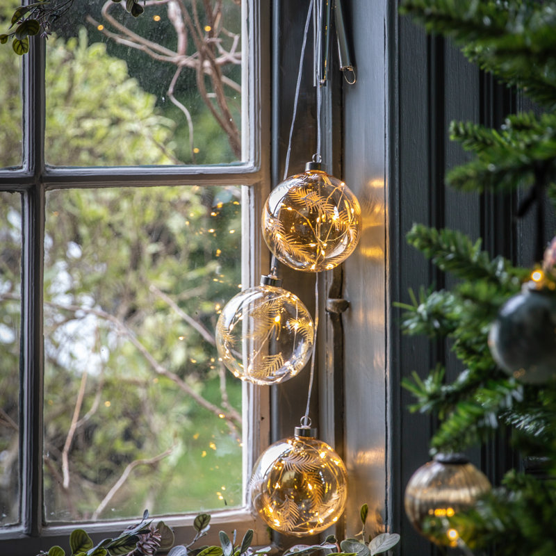 14cm Glass Lighted Ball Ornament