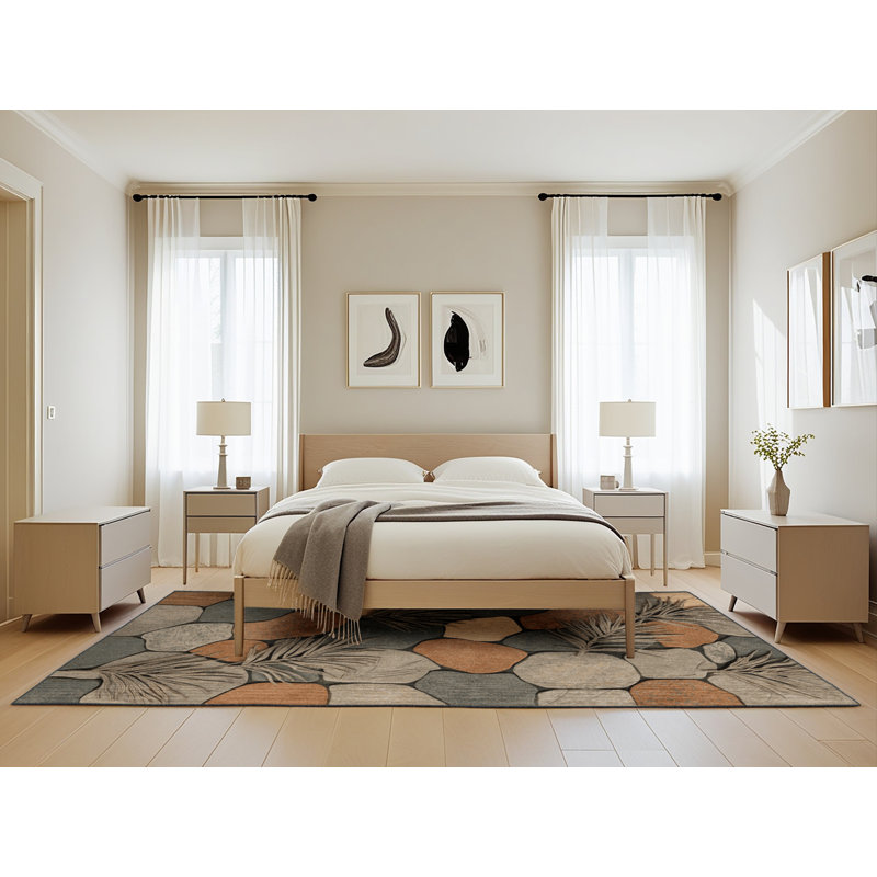Tapis brun lavable à la machine, Rectangle de 5 pi x 8 pi