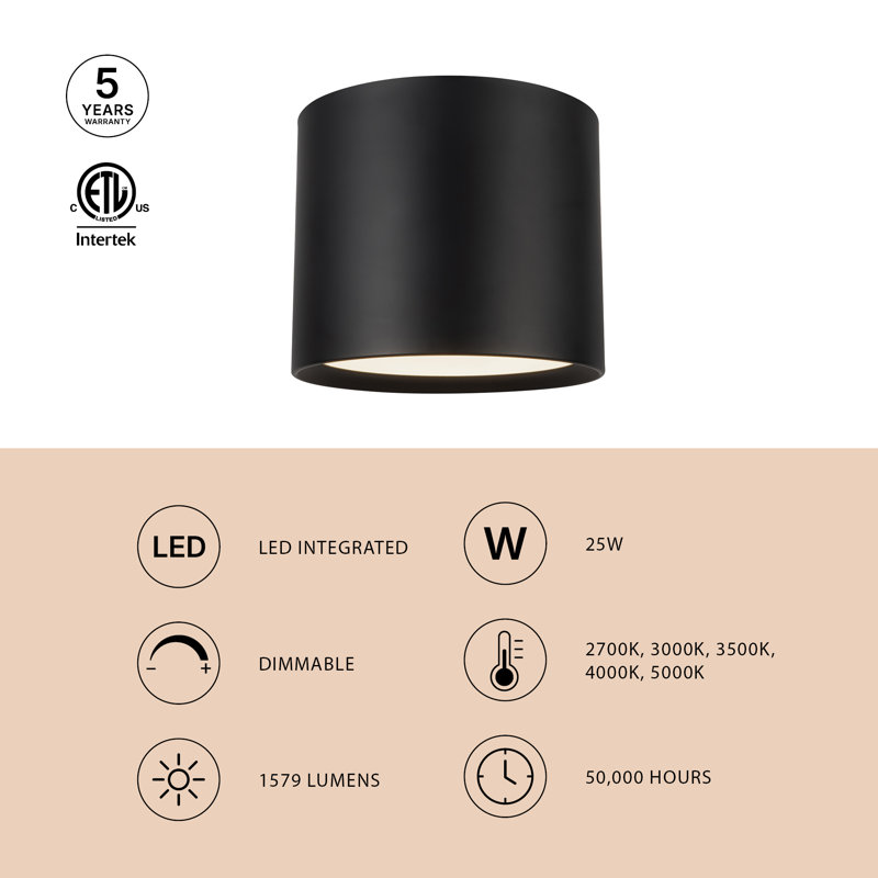 Uma 12-in Black dimmable LED Semi-Flush Mount, Matte Black