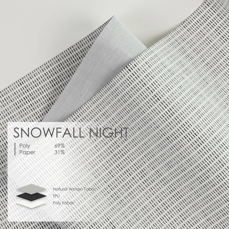 Sharmaine Rustic-Craft Blackout Track Blinds, Snowfall Night