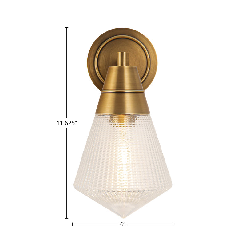Vintage Brass and Opal Glass Geometric Wall Sconce