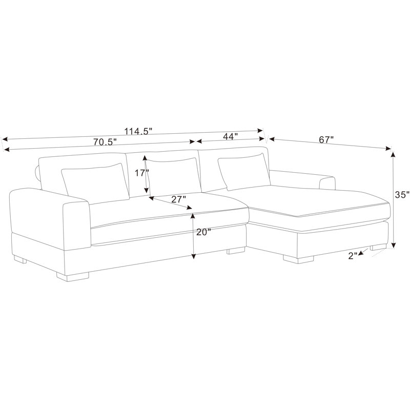 Modern Corduroy Sectional Sofa with Chaise | Wayfair