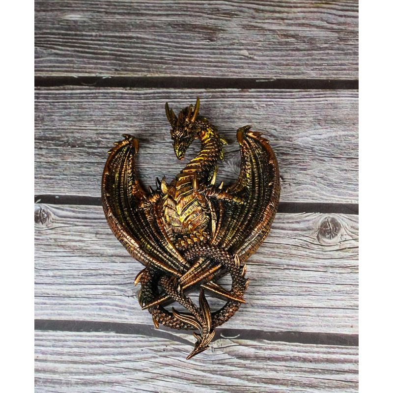 Ornement en forme de dragon fantaisie Auctor sur support de poteau ou sculpture murale