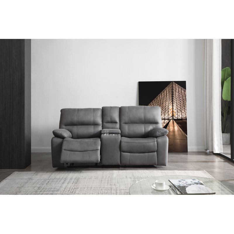 Causeuse inclinable à accoudoirs coussinés de 78 po Fleuridor, Gris