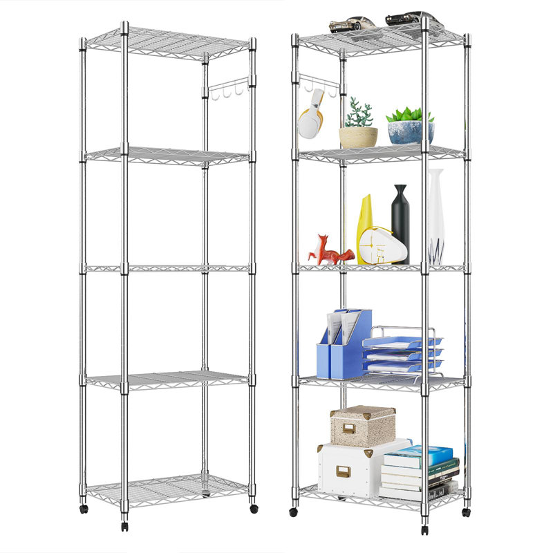 Rayonnage réglable en métal Roshida, H 72 po x l 23 po x P 14 po, Argent
