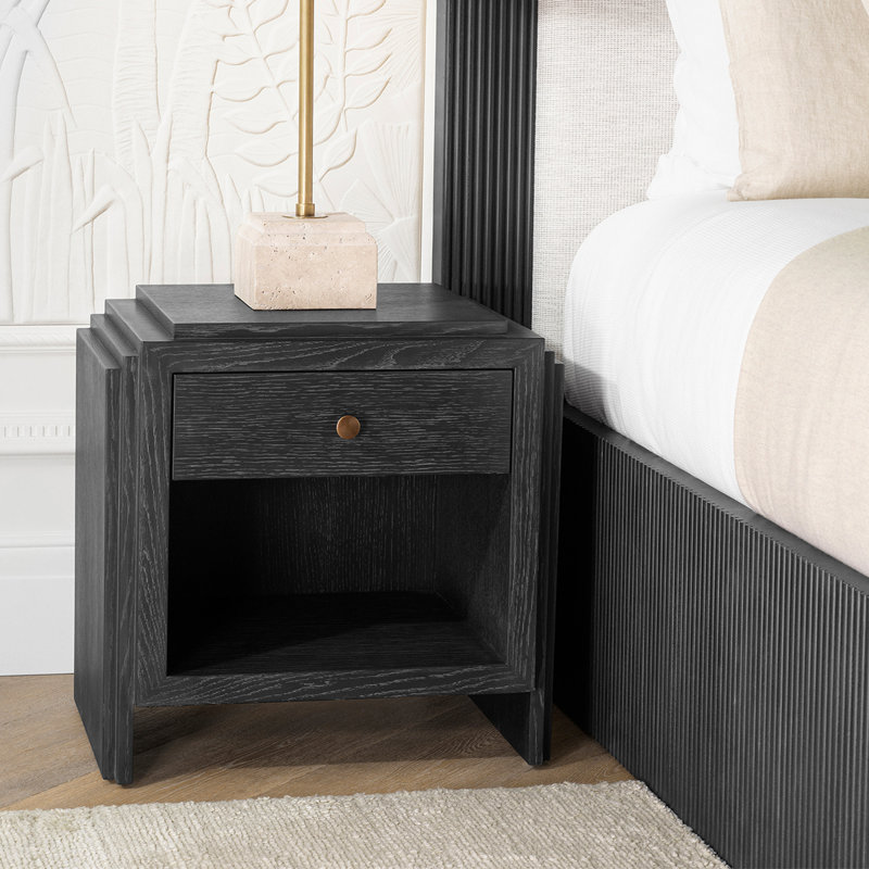 ArtDeco 1 - Drawer Nightstand, Charcoal Gray Oak