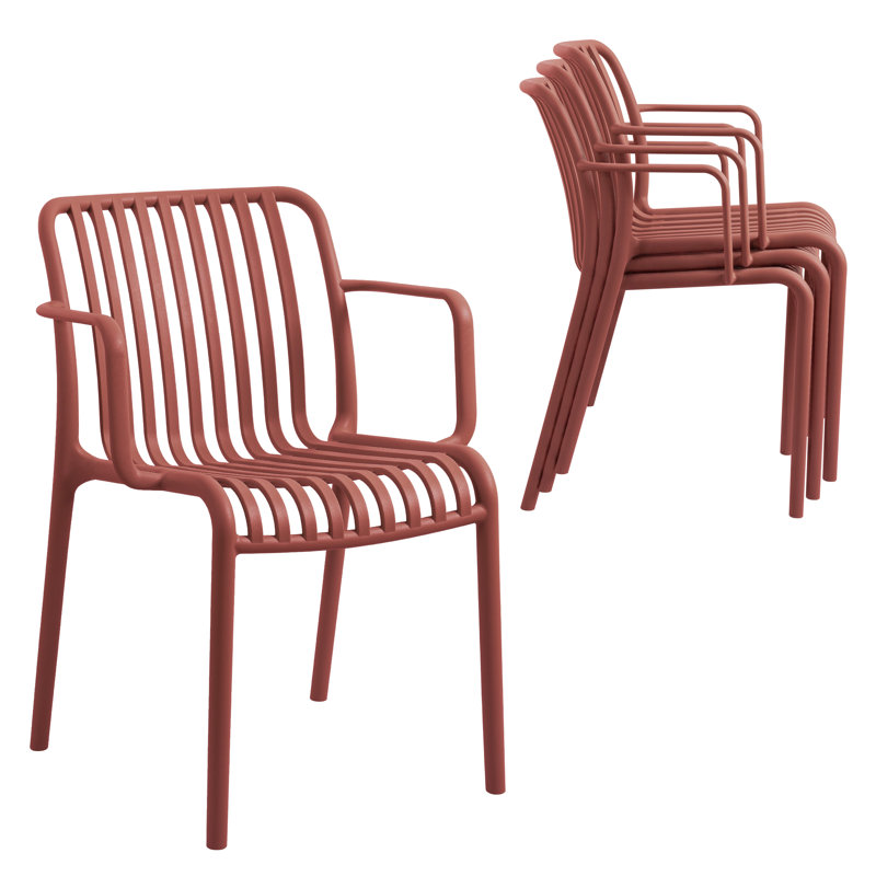 Chaises de salle à manger d'extérieur empilables, chaises de patio sans assemblage, fauteuils en plastique résistant aux intempéries (ensemble de 4)