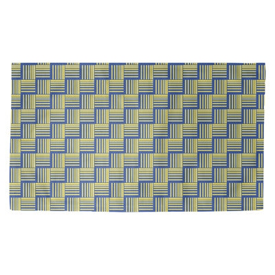 Tapis décoratif à rayures tressées de couleur verte