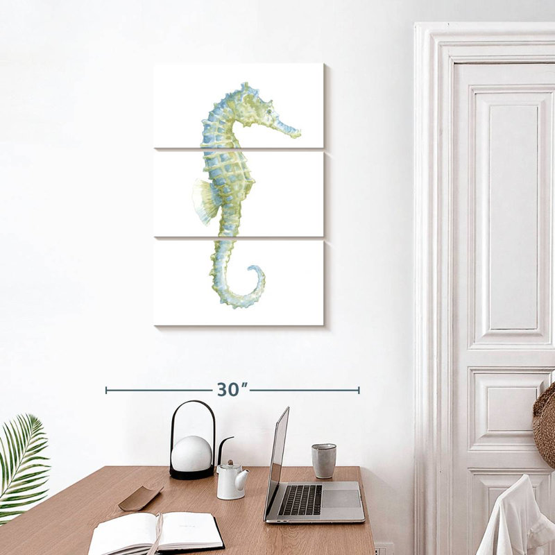 Brampt aquarelle hippocampe I, H 32 po x l 20 po