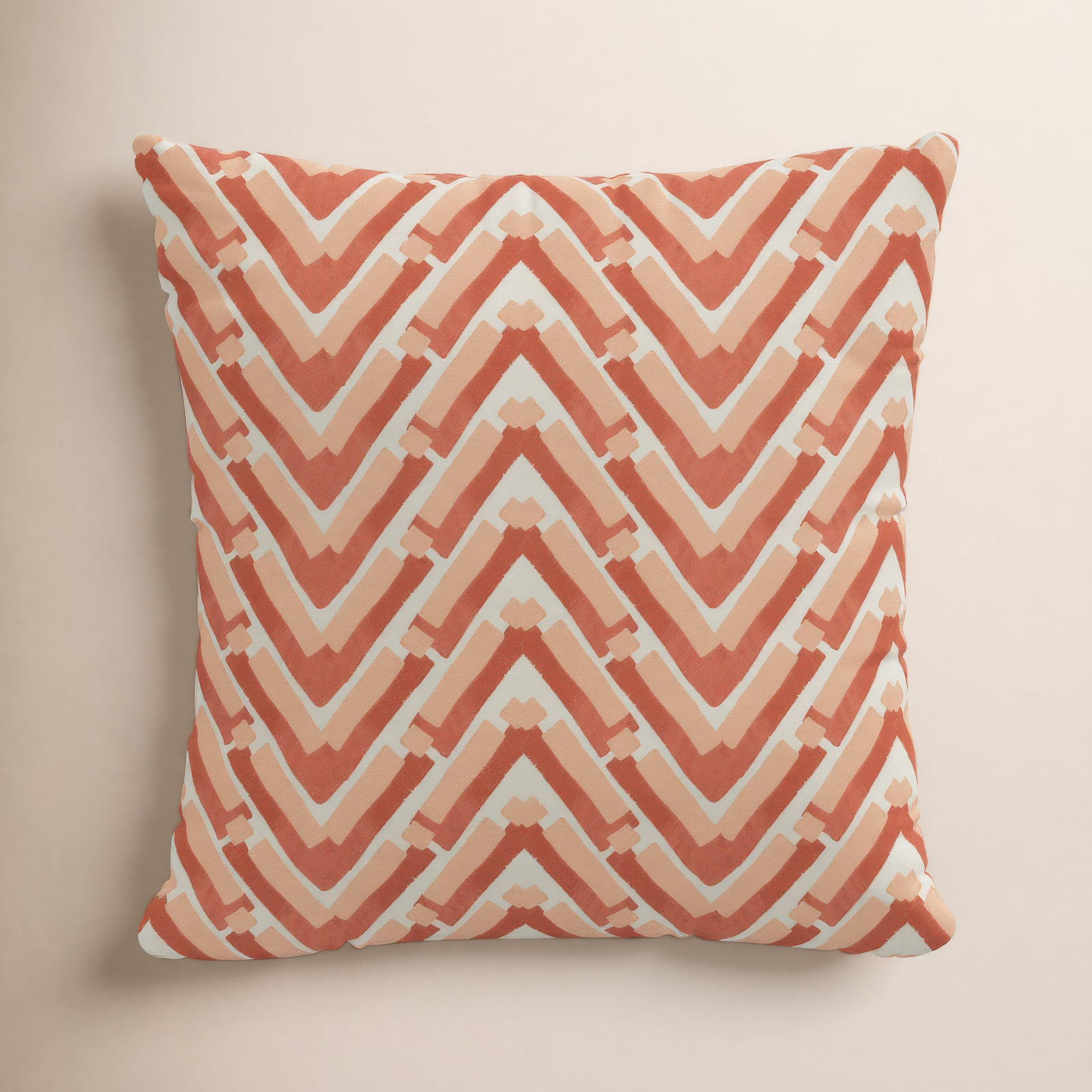Chevron Cotton Throw Pillow, 18" x 18", Pillow Cover Only - No Insert, Orage/Beige/White