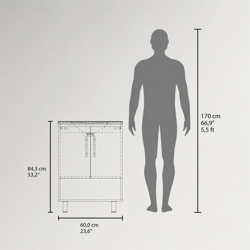 Meuble-lavabo, 2 portes, 4 tablettes, wengé noir