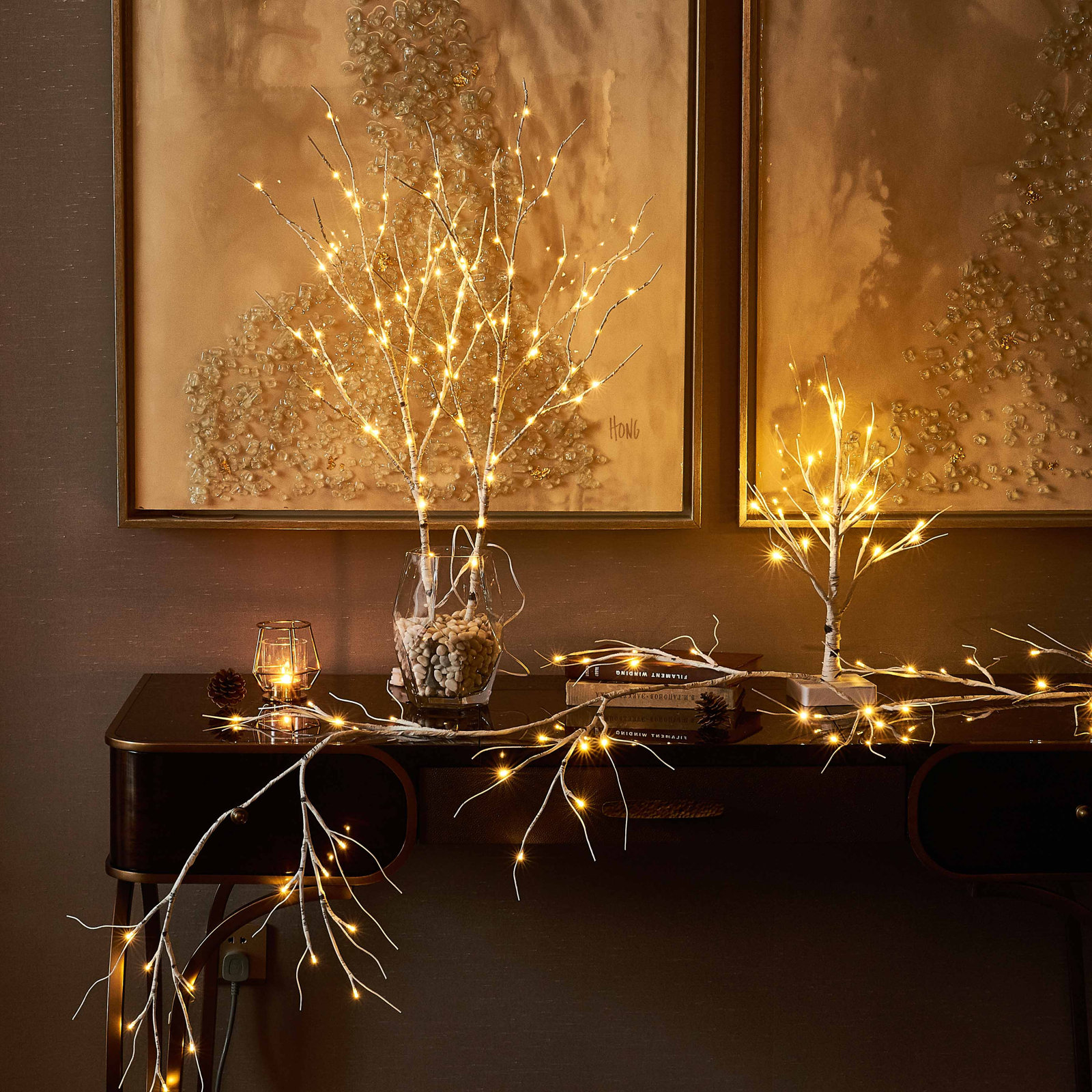 47'' in. Lighted Birch Garland