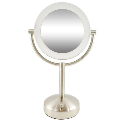 Miroir de table chromé à double face éclairé 1X / 10X