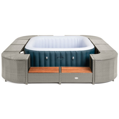 Square Rattan Hot Tub Surround 188cm Black