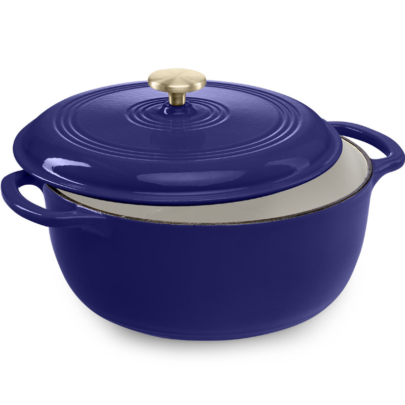 Best Choice Products 6 Quart Cast-Iron Dutch Oven, Heavy-Duty Kitchenware W/ Enamel, Side Handles, Blue
