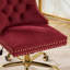 Chaise de bureau moderne capitonnée en velours capitonné avec base en métal doré, réglable et pivotante pour la maison ou le travail