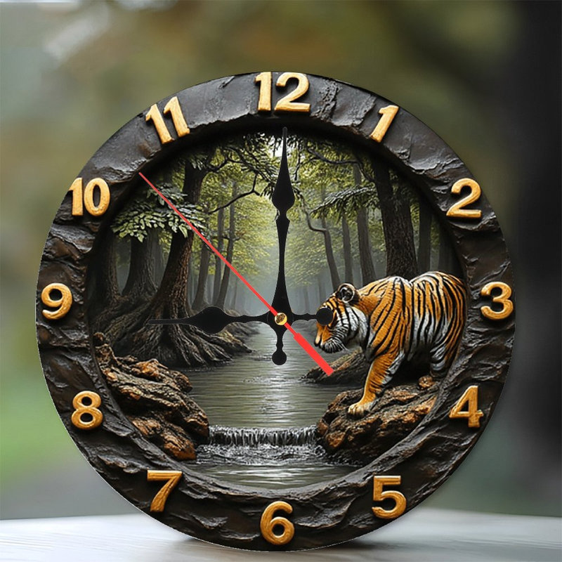 Tiger Forest Stream Wall Clock