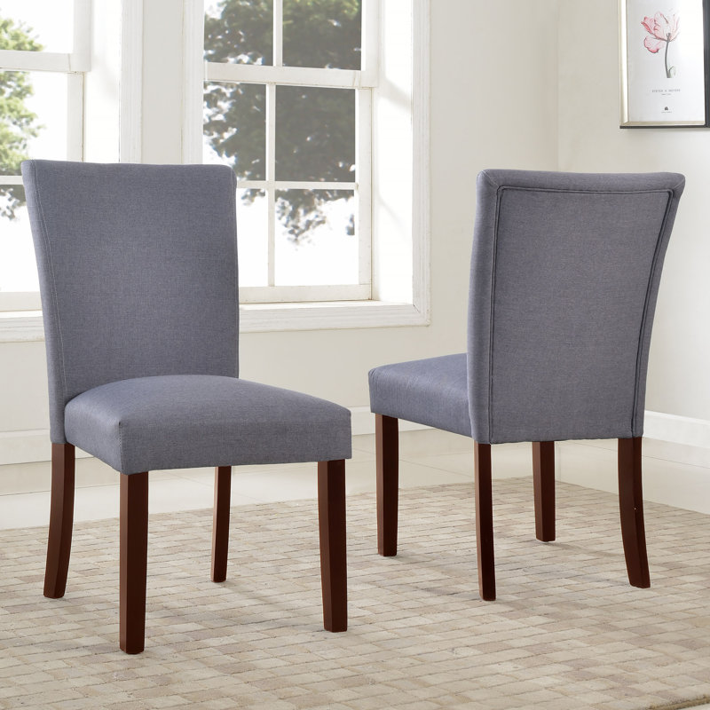 Myrtille 20'' H Linen Upholstered Side Chair, Grey, Espresso