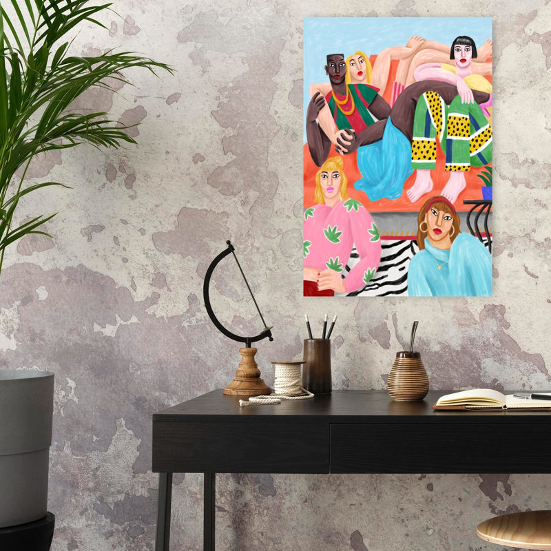 Art mural abstrait contemporain La Coloc, H 24 po x l 16 po