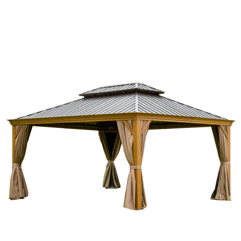 Outdoor Metal Patio Gazebo, 29 (ft.) x 16 (ft.), Silver