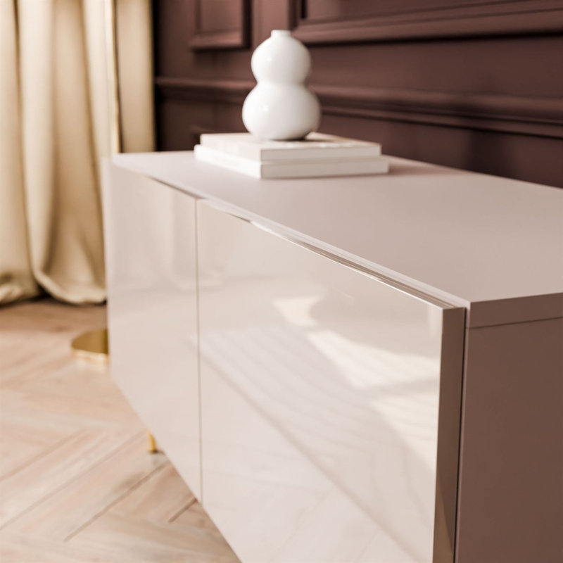 Unfinished TV Stand for TVs up to 32", Cashmire Gloss/Gold