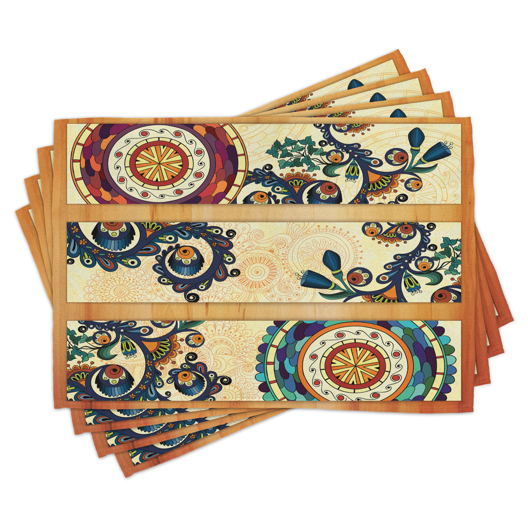 Platzdeckchen 4er Set, Eastern Batik Style, Multicolor