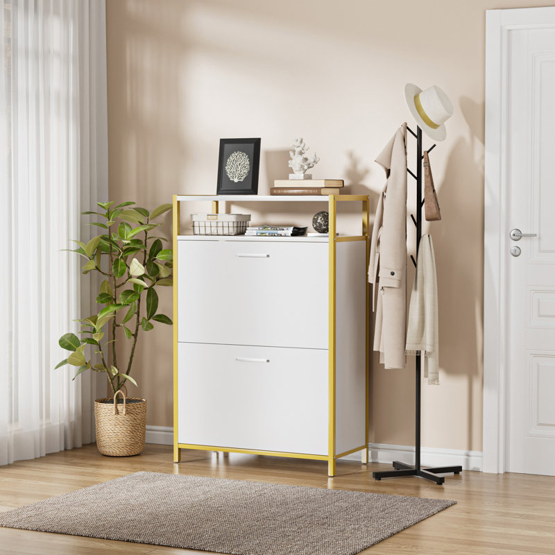 Modern Flip-Down Shoe Cabinet with Large Capacity for U.S. Men’s Sizes 14–15