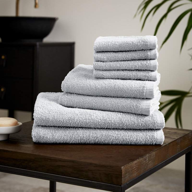 Quick Dry Cotton 8 Piece Towel Set, White