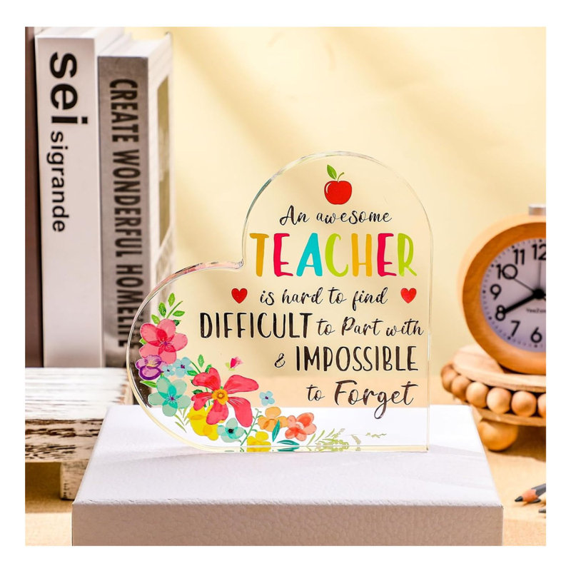 Awesome Teacher Acrylic Heart Paperweight