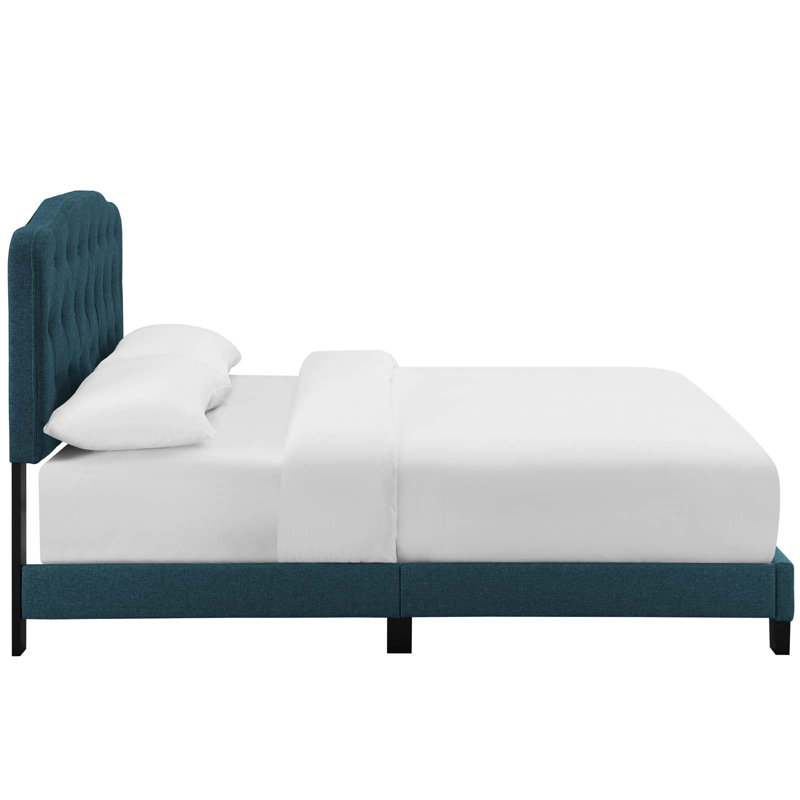 Gray Velvet Upholstered Queen Bed with Tufted Headboard