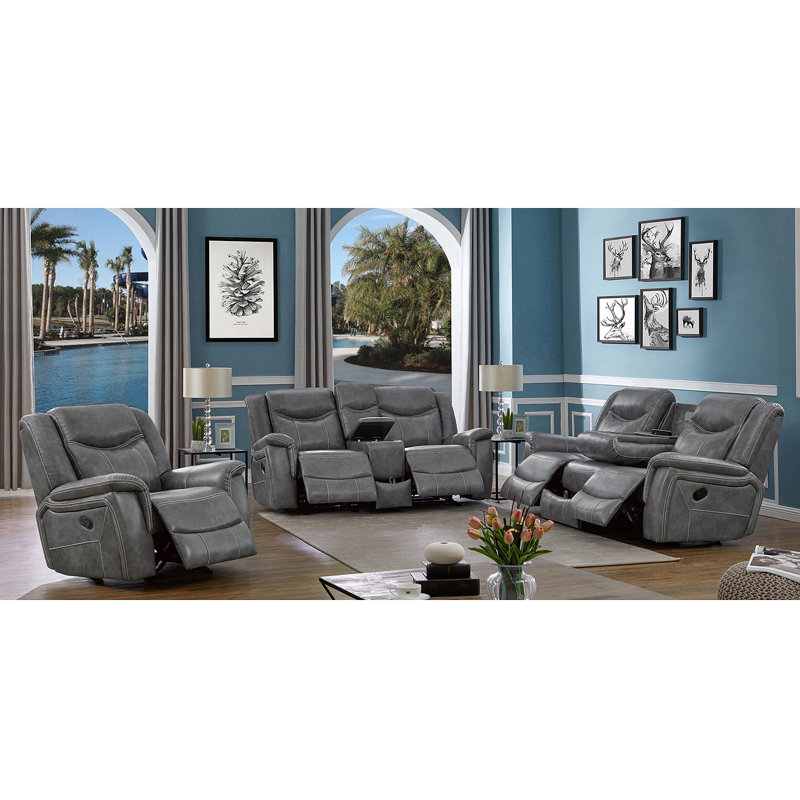 Masley Grey 3-Piece Reclining Living Room Set