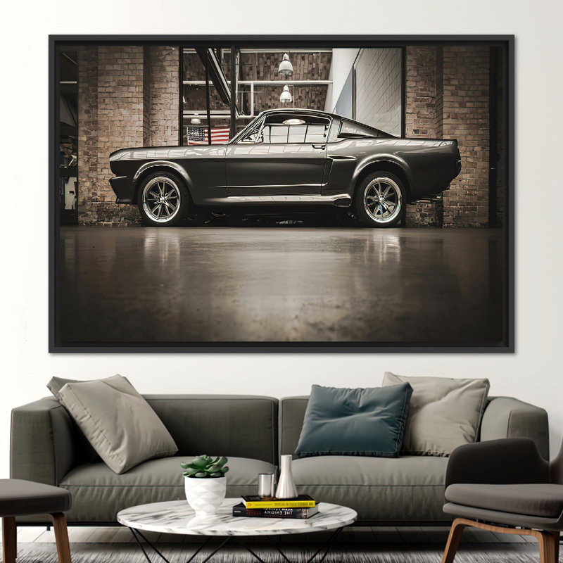 Ford Mustang, impression d'art sur toile, H 30 po x l 41 po, Noir, noir, noir, noir