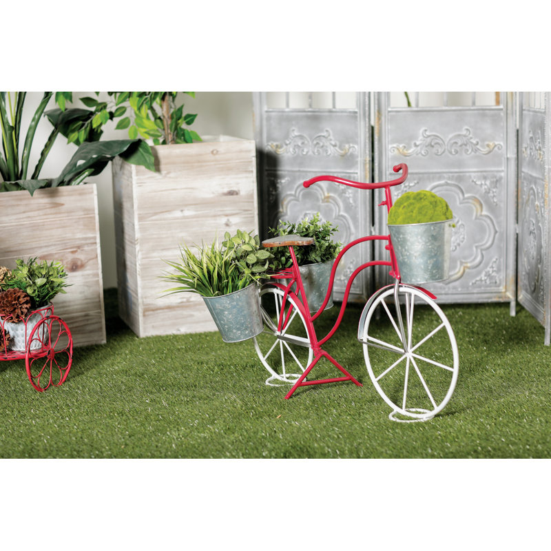 Pot à fleur en étain Sterns, H 23 po x l 31 po x P 15 po, Rouge / Mauve