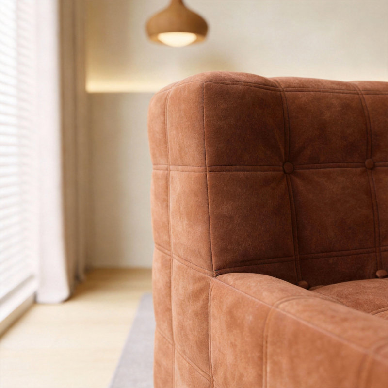 1 Seater Velvet Sofa, Orange