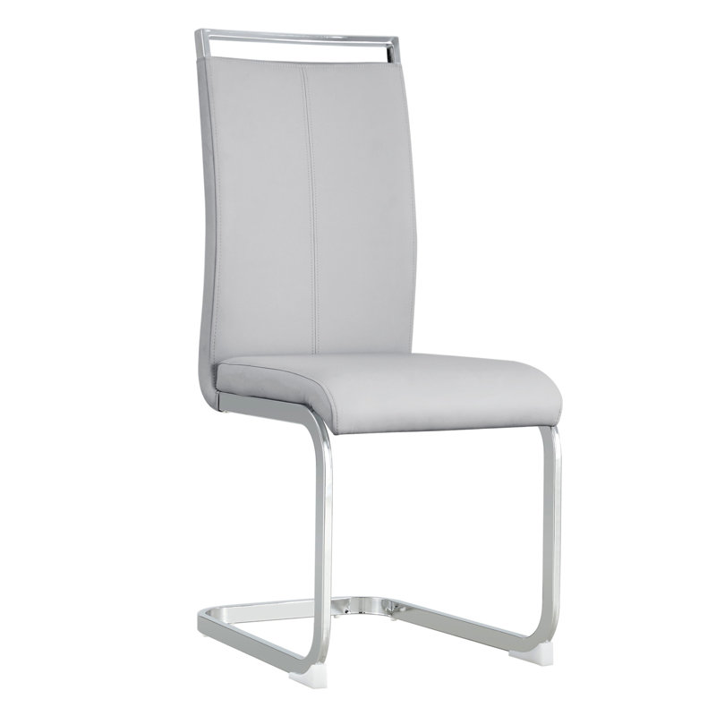 Devlyn Modern Dining Chairs Office Chairs,PU Faux Leather High Back Upholstered Side Chair with C-shaped Tube Chrome Metal Legs