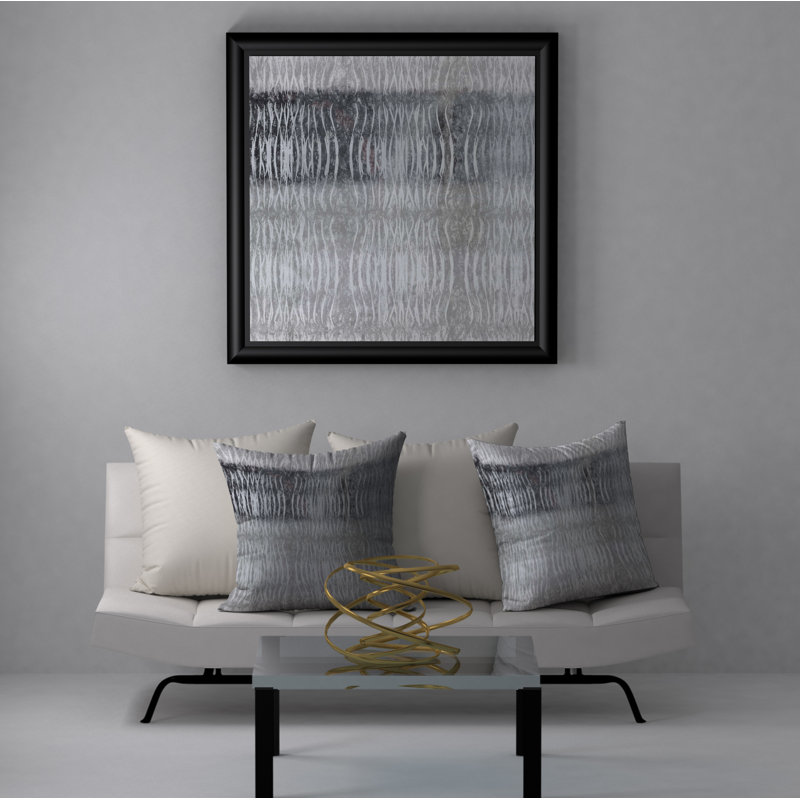 Abstract Throw Pillow, 18" H x 18" W, Grey