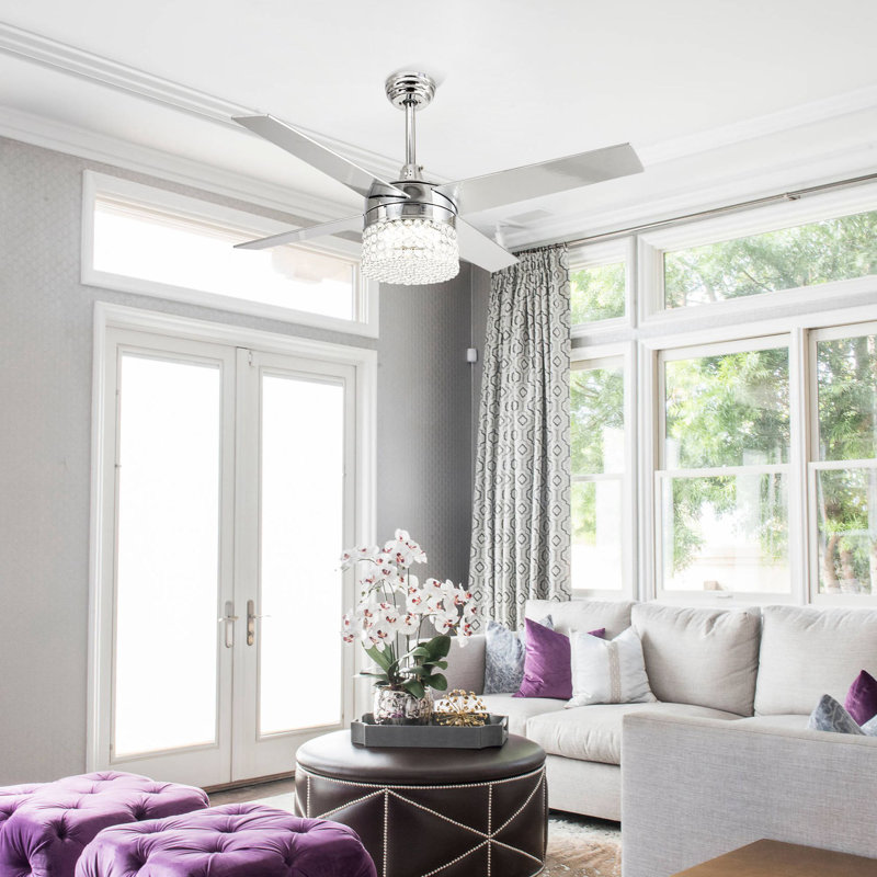 Ventilateur de plafond en cristal moderne 48 po Breezelite