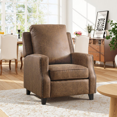 31.1''  Wide Classic and Overstuffed Soft Faux Leather Push Back Recliner with Nailhead Trims