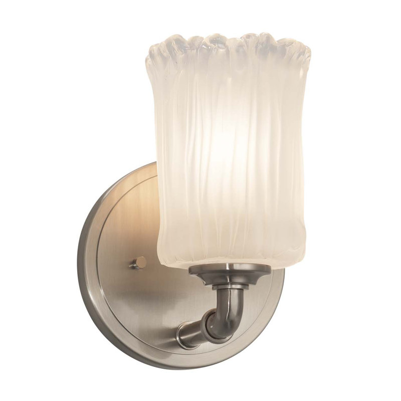 Leroux Armed Sconce, Dedicated LED, Whitewash, Brushed Nickel