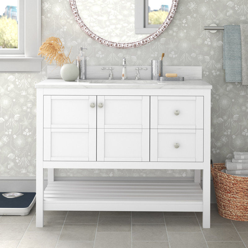 Krish 42'' Single Bathroom Vanity with Top, White