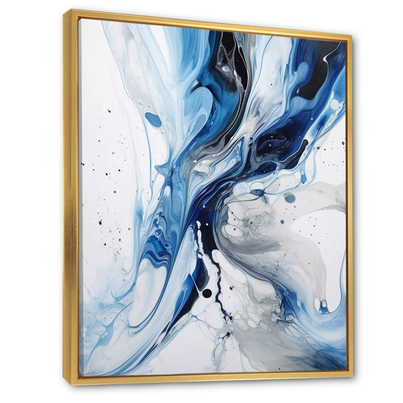 «Blue and Grey Ethereal Elixir I», reproduction d'art sur toile abstraite, Doré, H 20 po x l 12 po
