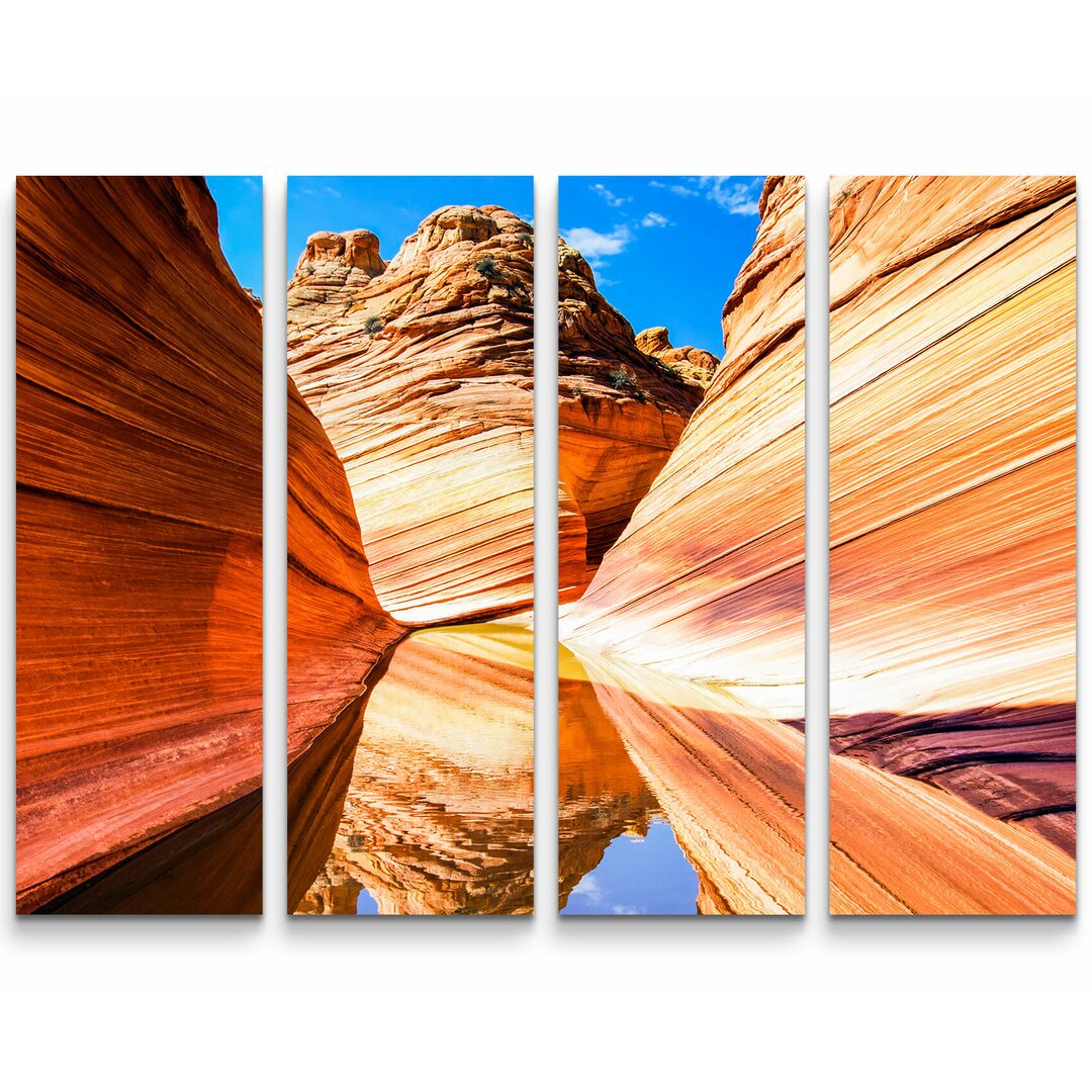 4-tlg. Leinwandbilder-Set Spiegelung des Paria Canyon an einem sonnigen Tag