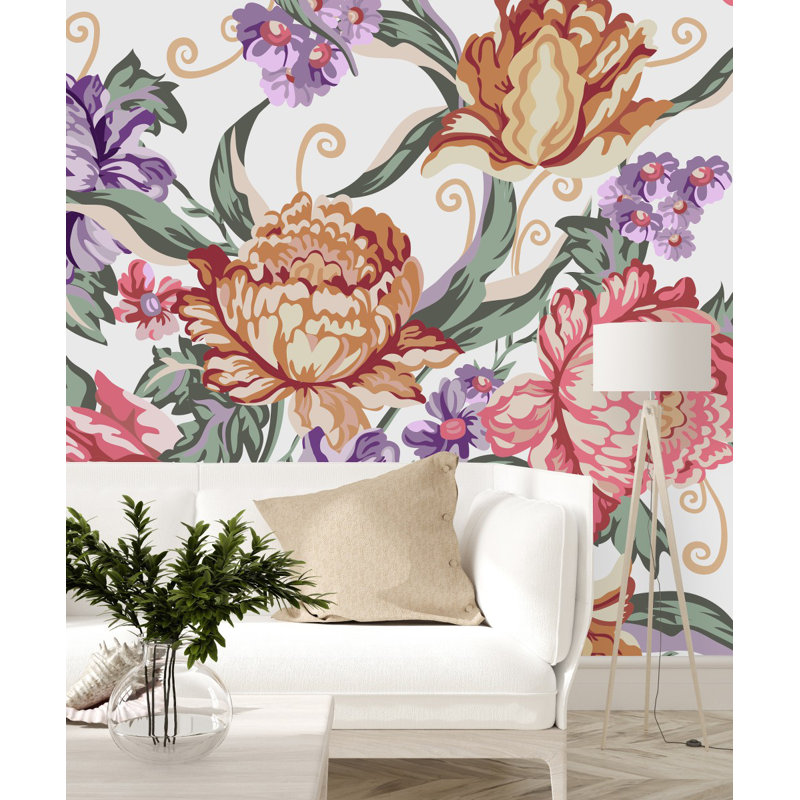 Floral Wall Mural, 8.33" W x 8.33" L