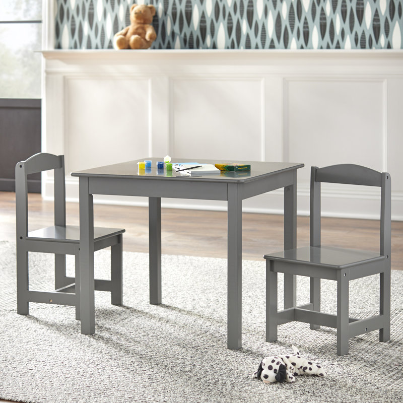 Ensemble de table carrée et de chaises pour enfants 3 pièces Starki, Gris