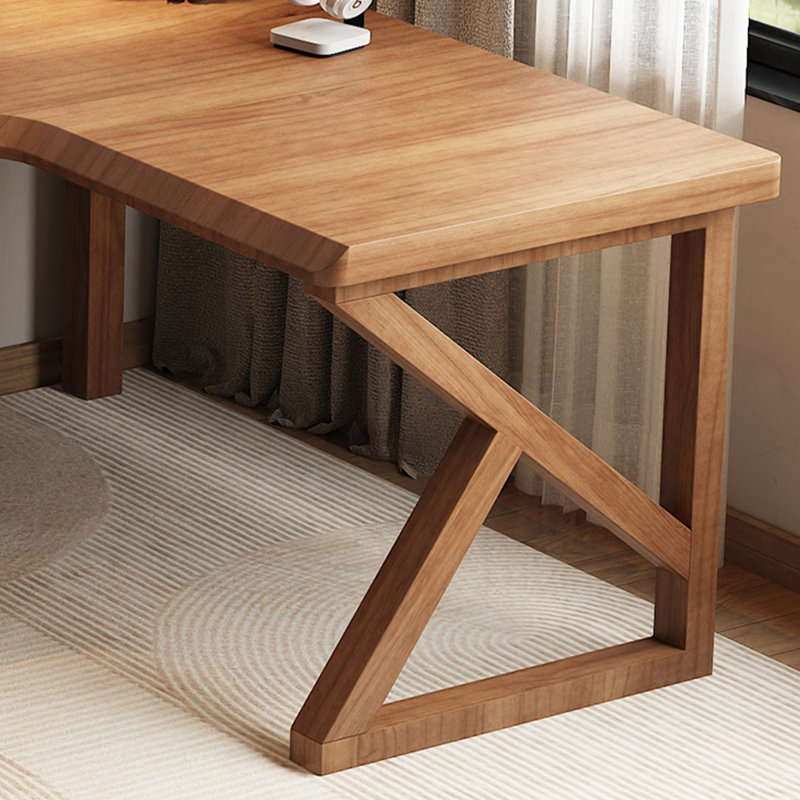 Bureau en bois massif en L noyer clair, H 29,53 po x l 62,99 po x P 47,24 po, Retour à droite