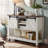 Zev Farmhouse Console Table with Sliding Barn Door and Adjustable Shelf-1421143287