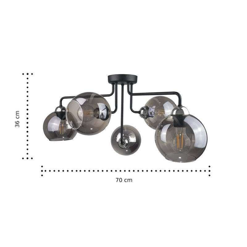 Corder Glass Semi Flush Mount, Black/Silver